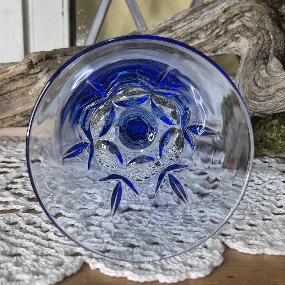 4 Vintage AVON Blue Glass Water Glasses - Picture 9 of 10